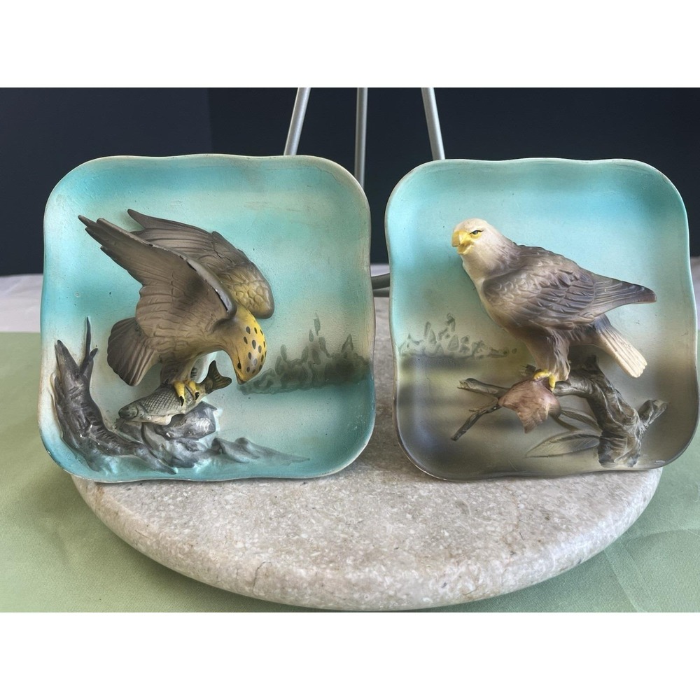 Vintage Napco 3D Eagle Wall Plates Set